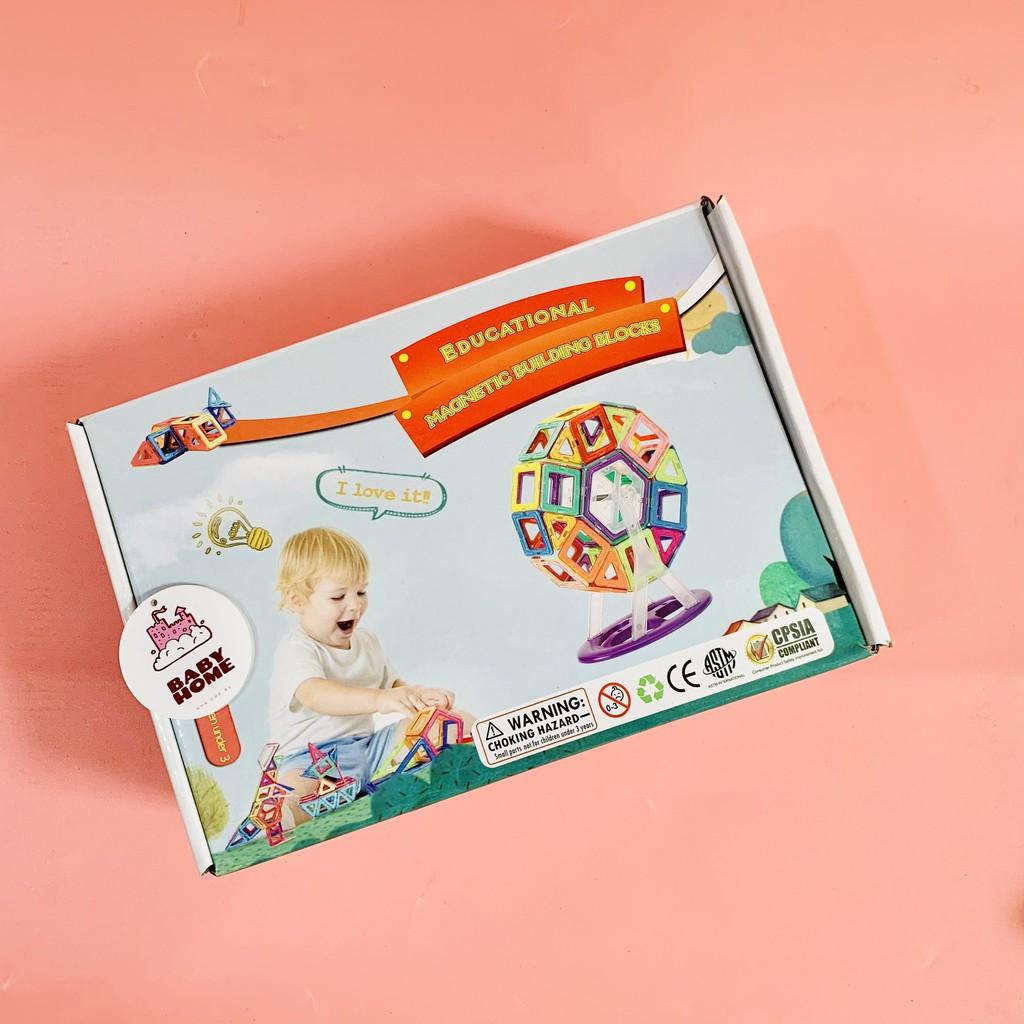 Đồ chơi xếp hình nam châm 68 chi tiết, đồ chơi phát triển trí tuệ cho bé