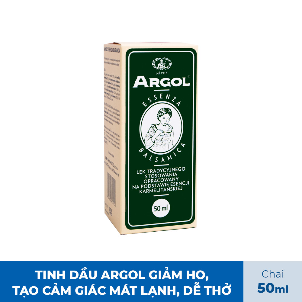 Tinh dầu Argol Essenza Balsamica tiết đờm, giảm ho, giảm khàn giọng, tạo cảm giác mát lạnh, dễ thở Polvita 50ml - Hàng chính hãng Argol Việt Nam