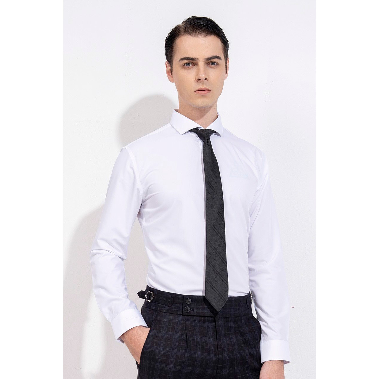 Áo sơ mi nam tay dài SM000016 - Trắng trơn - 3XL