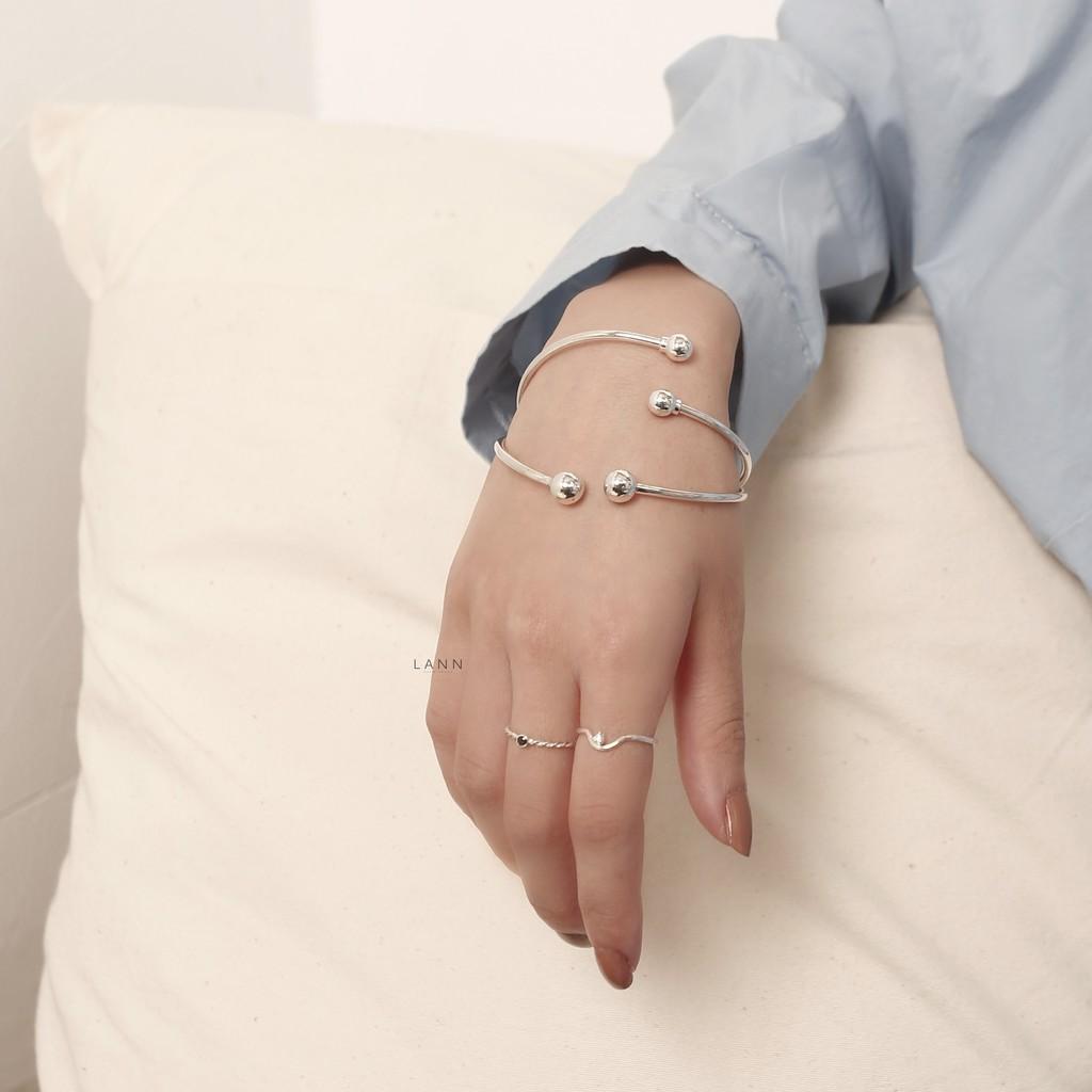 Kiềng hai đầu tròn trơn S925 LANN