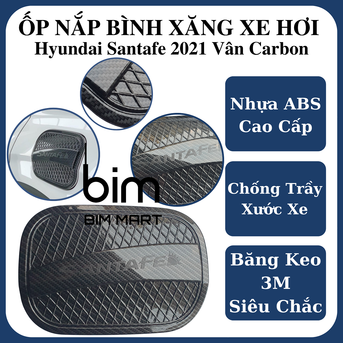 Ốp Nắp Bình Xăng Dành Cho Xe Hyundai Santafe 2021 Vân Carbon Cao Cấp
