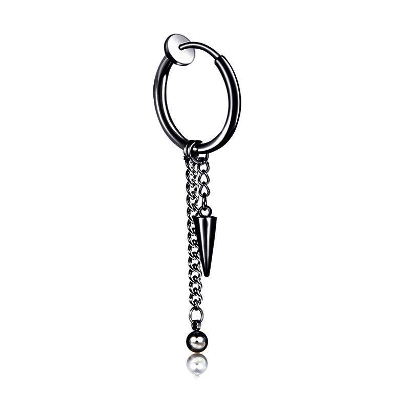 Khuyên Tai Inox không rỉ Nam, Bông Tai Nam Dây Xích Dài Idol Hàn Quốc Kẹp, Sỏ Lỗ Tai - XUÂN SHOP