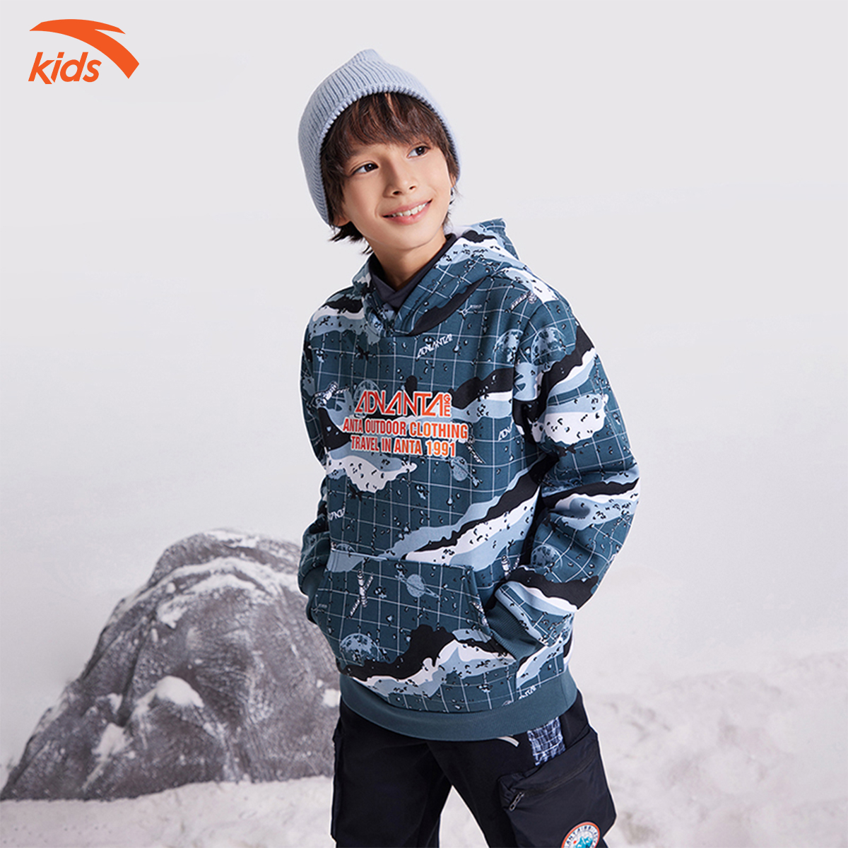 Áo nỉ hoodie có mũ thời trang bé trai Anta Kids 352246705S-2