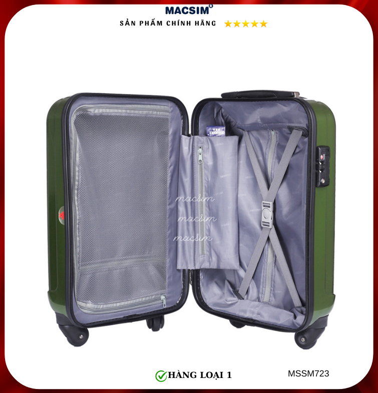 Vali cao cấp Macsim Smooire MSSM723 cỡ 20 inch màu xanh lá - Hàng loại 1