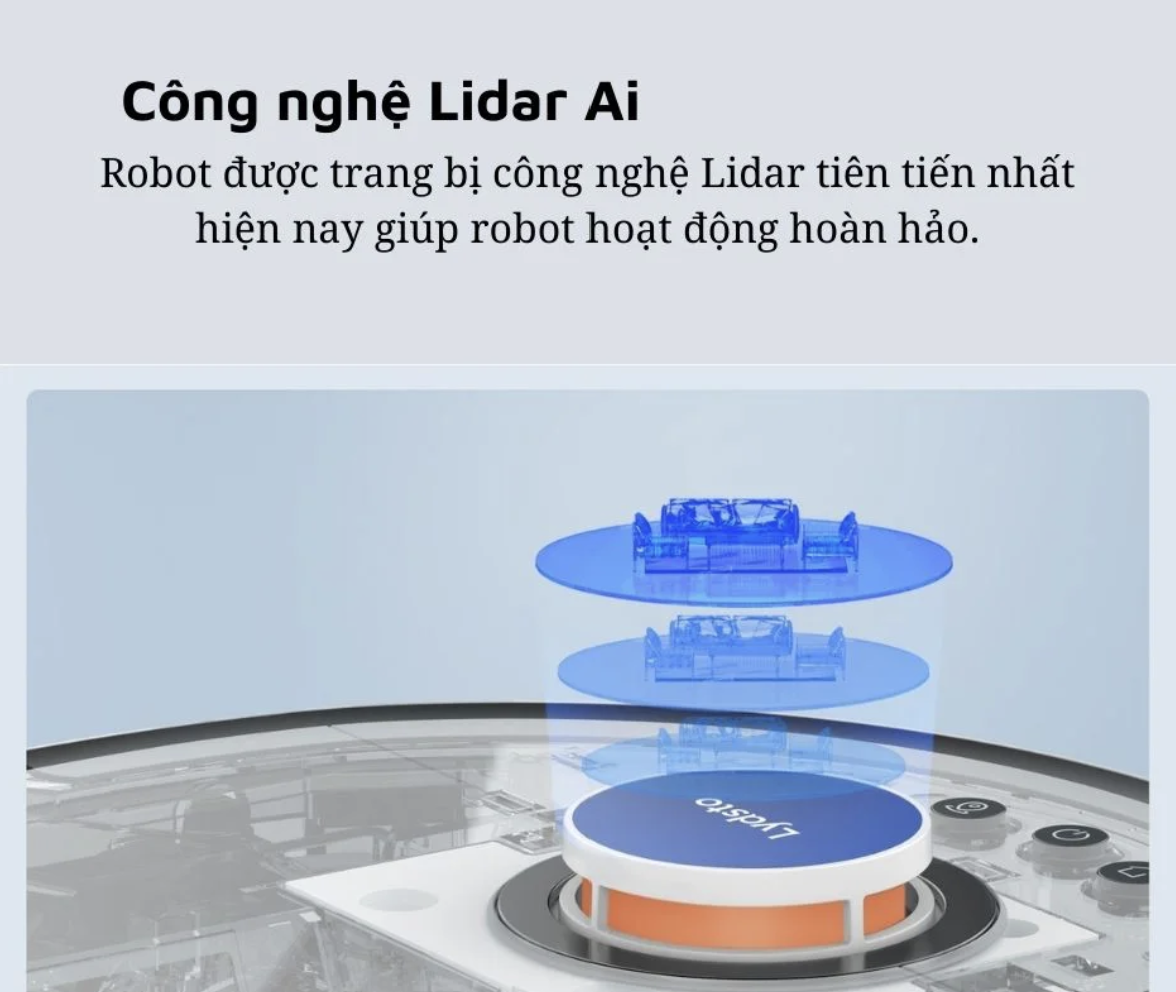 Robot Hút Bụi Lau Nhà Thông Minh XIAOMI Lydsto W2 Lite Tự Động Đổ Rác Giặt Sấy Khô Giẻ Lau Diệt Khuẩn Ozone Diện Tích Hoạt Động 200 m2 Lực Hút 5000 Pa Công Suất 50 W - Hàng Chính Hãng