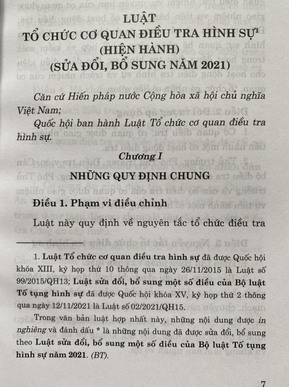 Luật Tổ chức cơ quan điều tra hình sự