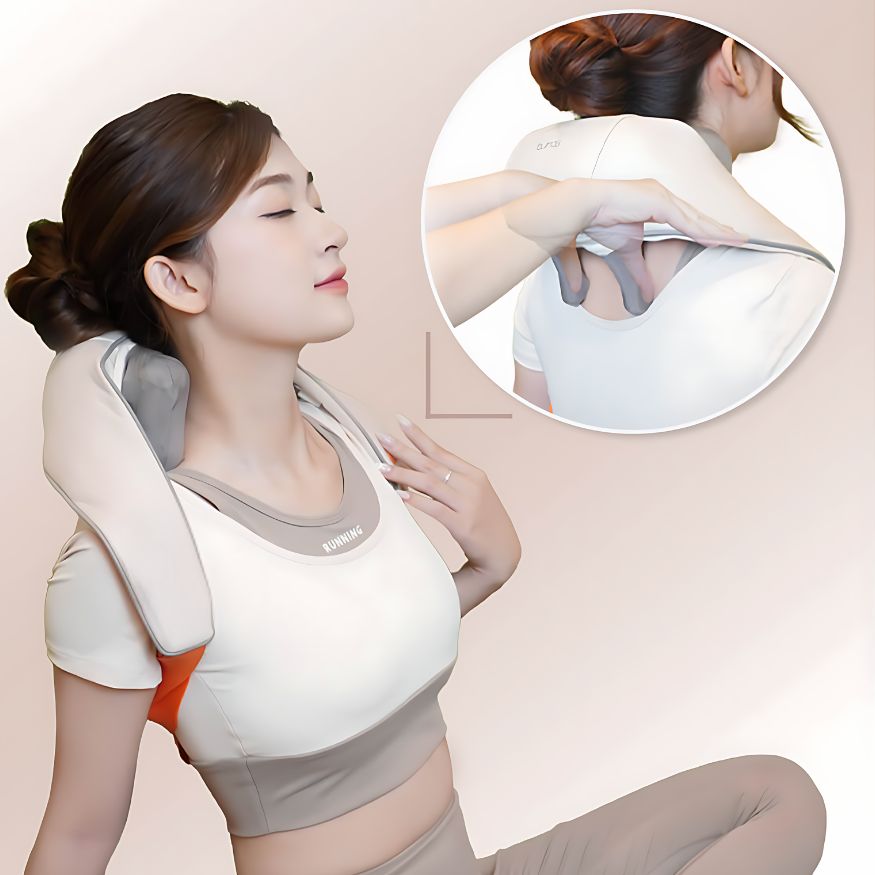 Máy massage cổ vay gáy 4D Kachi MK395 mô phỏng bàn tay người, chạy pin không dây tiện lợi - hàng chính hãng