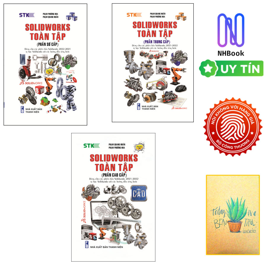 Combo 3 Cuốn Sách Học Solidworks : Solidworks Toàn Tập - Phần Sơ Cấp - Phần Trung Cấp - Phần Cao Cấp