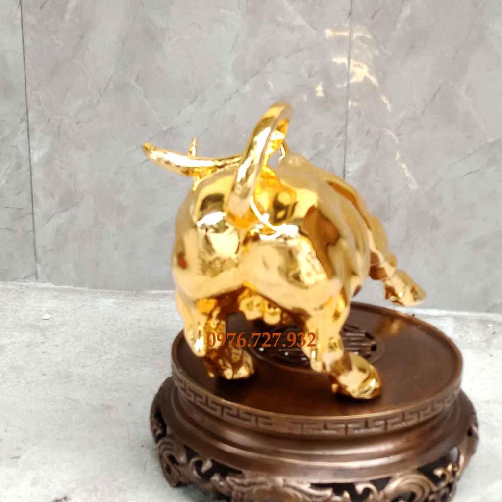 Tượng trâu húc bằng đồng mạ vàng nano, tượng trâu bằng đồng, tượng trâu đồng, vật phẩm phong thủy bằng đồng, bán tượng