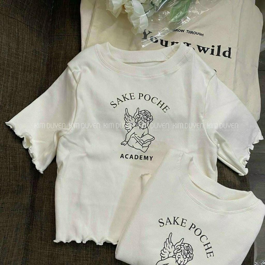 Áo Croptop Thiên Thần Chất Thun Bozip Cotton Co Giãn Tốt Mền Mịn Không Xù