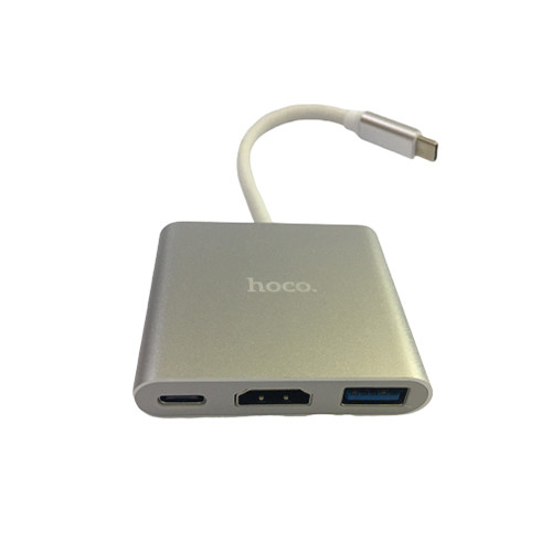 BỘ CHUYỂN ĐỔI ĐẦU TYPE-C SANG 3 CỔNG( USB3.0+HDMI+PD) HOCO HB14 - DÀI 15CM - HÀNG CHÍNH HÃNG