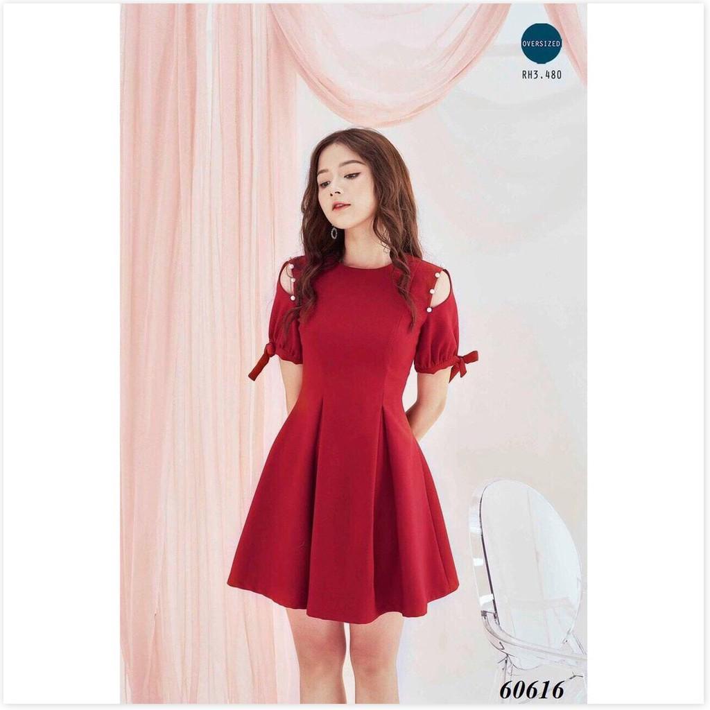 Váy xòe rớt vai - đính cườm nhẹ nhàng nữ tính