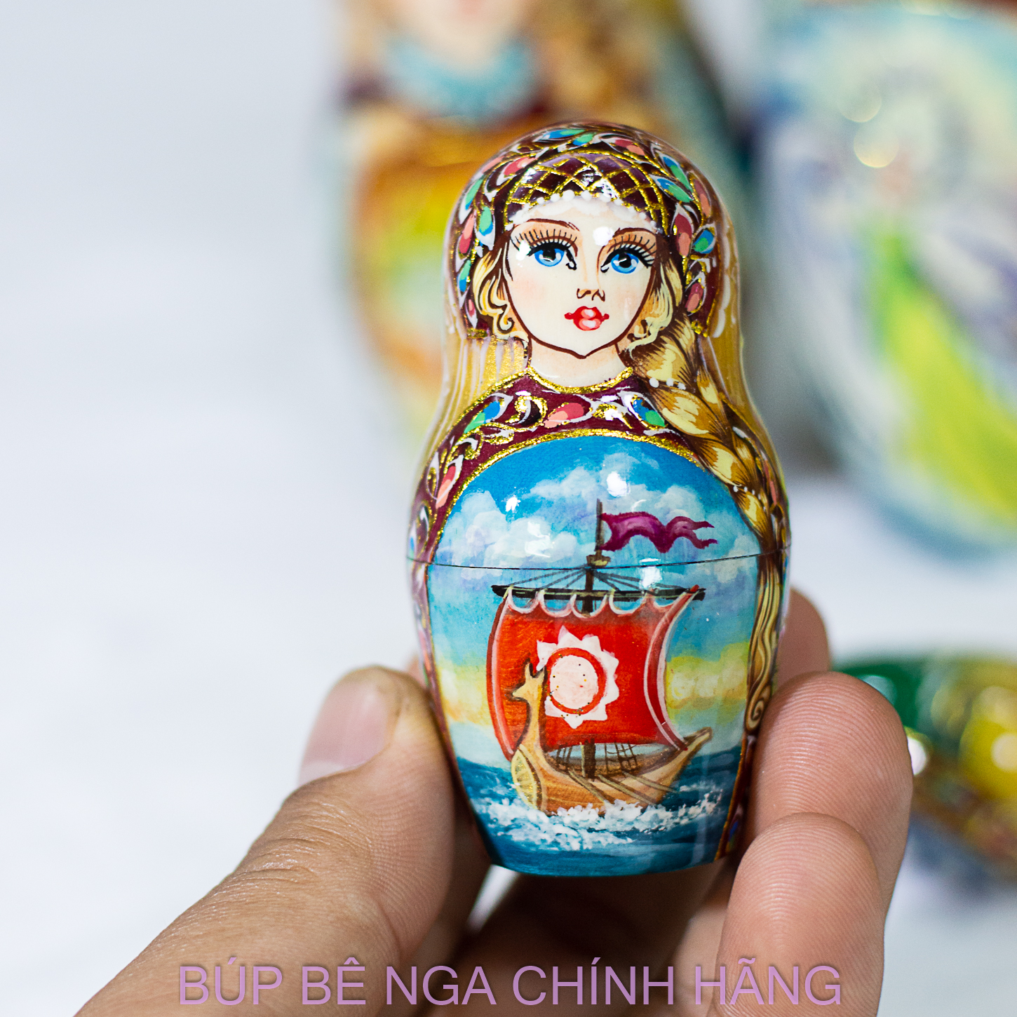BỘ BÚP BÊ NGA MATRYOSHKA CAO CẤP 10 LỚP 26CM HOA VĂN "CHUYỆN CỔ TÍCH VUA SALTAN" CỰC ĐẸP VÀ SANG TRỌNG