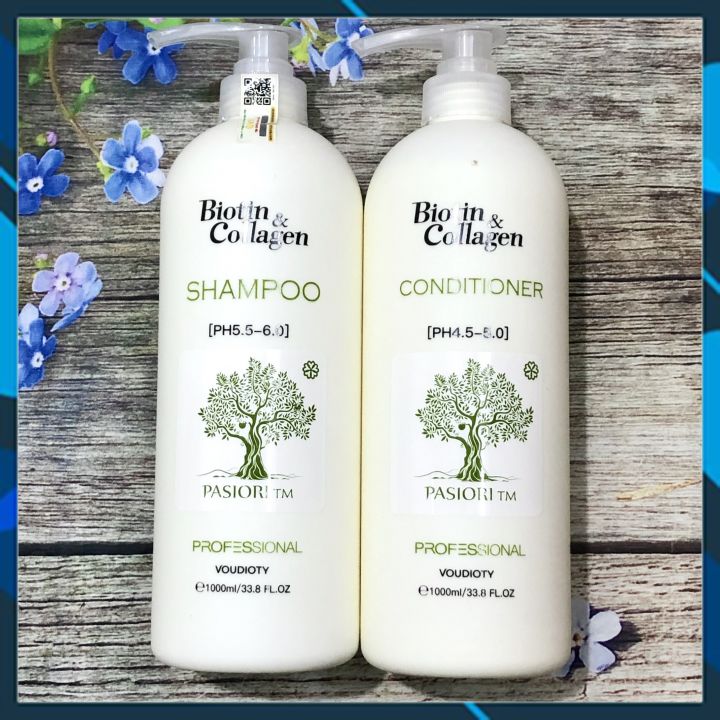 BỘ DẦU GỘI XẢ PASIORI TM COLLAGEN & BIOTIN TRẮNG PHỤC HỒI, MỀM MƯỢT, NGĂN GÃY RỤNG 1000ML*2