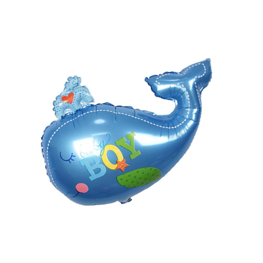 3X Whale Design Foil Balloon Boy Girl Baby Shower Kids Party Supplies Blue Boy