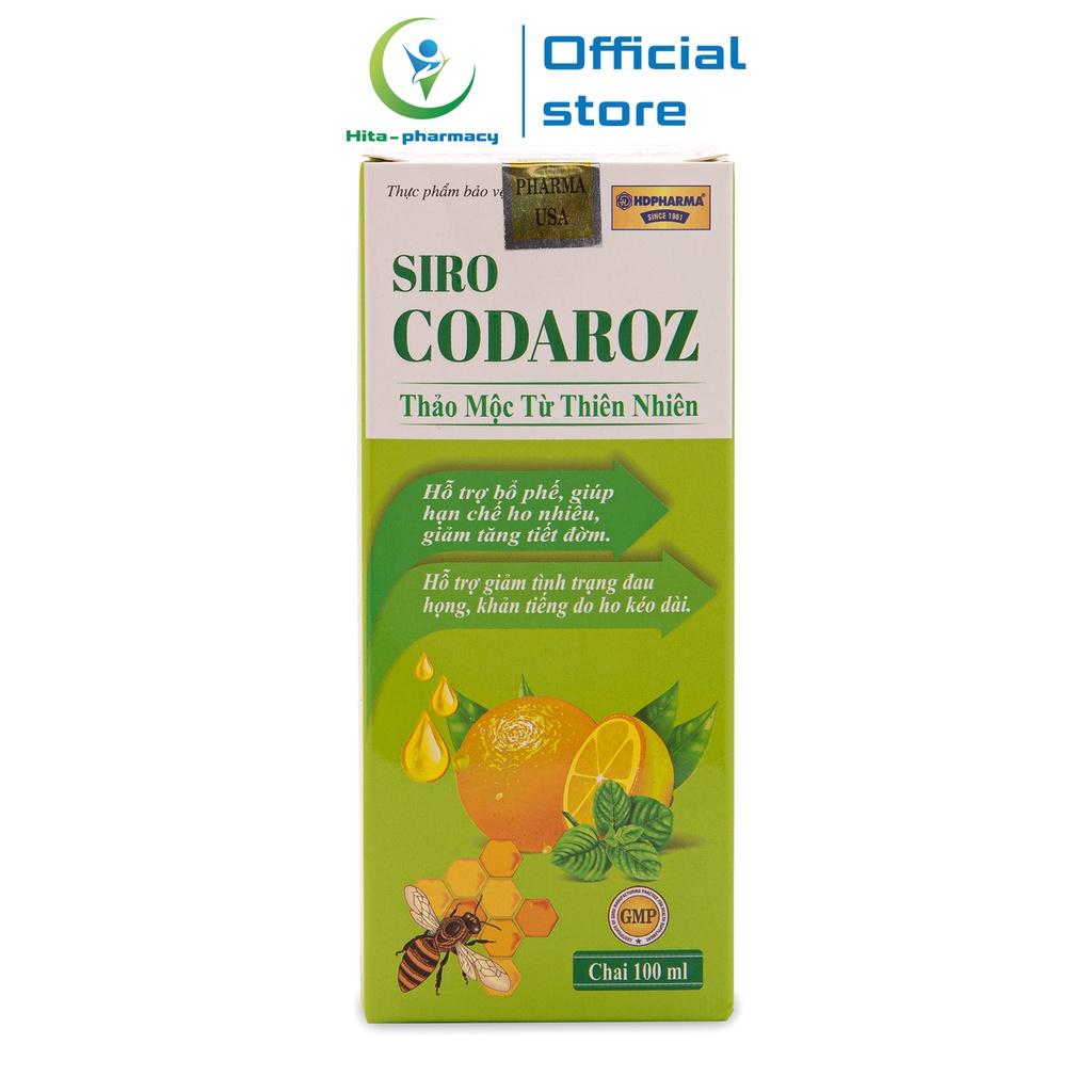Siro CODAROZ thảo mộc giúp bổ phế, giảm ho đờm, đau rát cổ họng - Chai 100ml