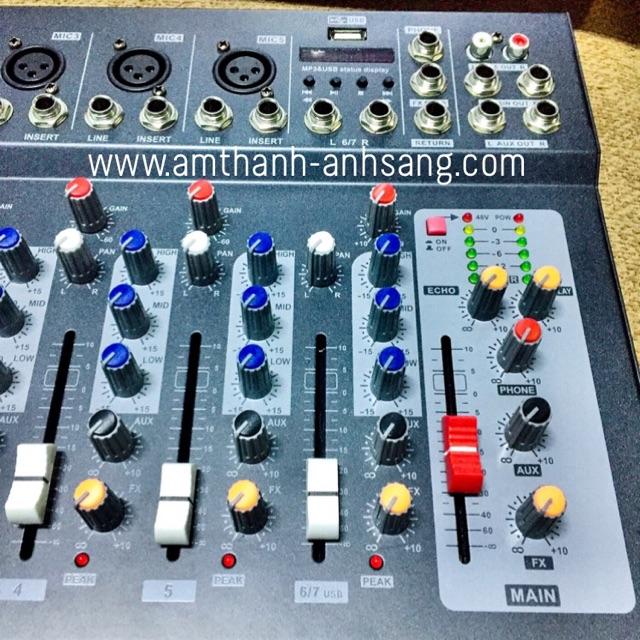 Mixer f7 USB, mixer karaoke mini, mixer 7 line có USB