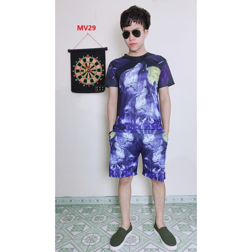 Bộ Thun Hè Nam 3d Cao Cấp Chất Thun Cotton Co Dãn 4 Chiều
