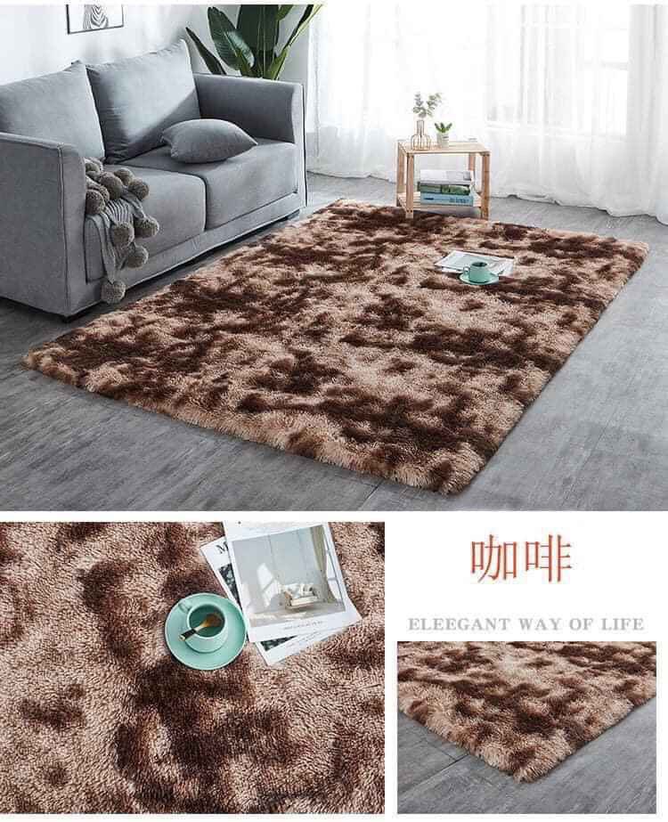Thảm Trang Trí Lông Xù Loang Trải Sàn Cao Cấp HL-20 Nâu Đậm