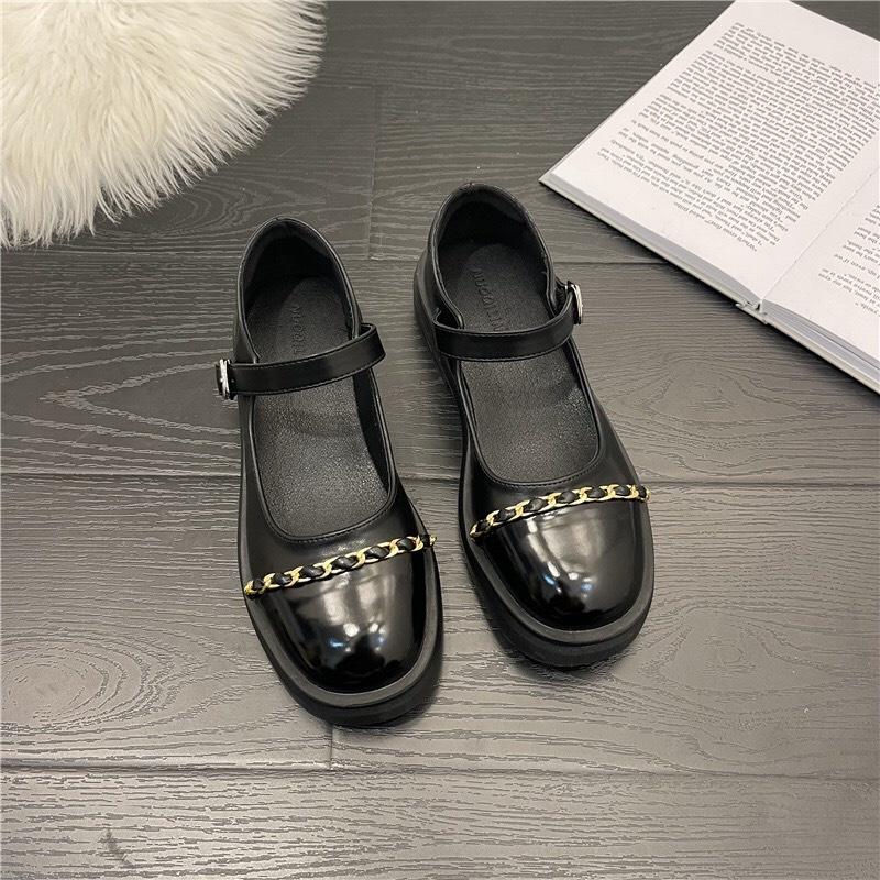 Giày búp bê nữ Mary Jane FAROSA giày lolita khoá cài vuông đế cao 3cm phối xích cực xinh-TK01