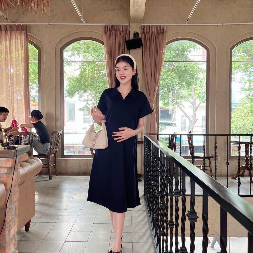 Đầm bầu Polo thun tăm dáng dài trẻ trung, năng động - Hồng