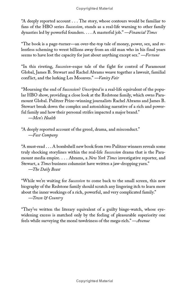 Sách ngoại văn: Unscripted - The Epic Battle For A Media Empire And The Redstone Family Legacy