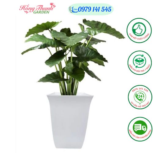 Chậu Trụ Vuông Cao, Chậu Trồng Cây Giả Sứ Cao Cấp Siêu Bền Xịn, Chậu Nhựa Bầu Đứng Dáng Cao