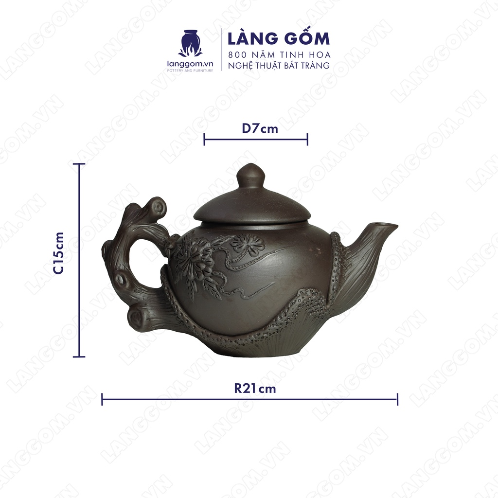 Ấm uống trà đất nung Mộc Tử Sa kiểu gốc cây, gốm sứ Bát Tràng cao cấp - LÀNG GỐM