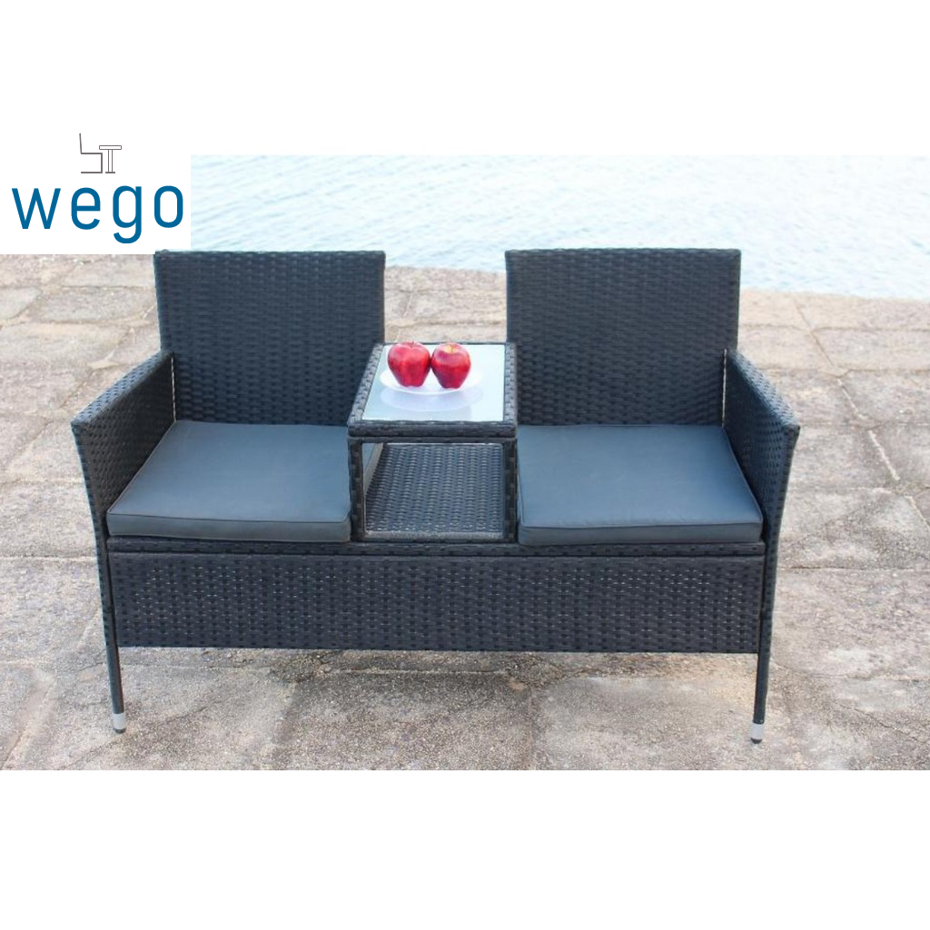 WEGO Bộ sofa ngoài trời bằng mây nhựa/ Bàn ghế sân vườn – GHẾ 2 NGƯỜI NGỒI