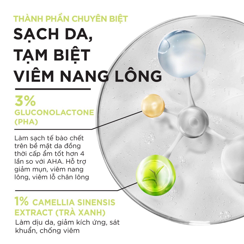 Sữa tắm viêm nang lông HERFOCUS 3% Gluconolactone (PHA) 500ml