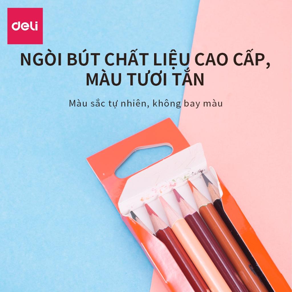 Bút Chì Màu Colorun 6 Cây 2 Đầu 12 Màu Cho Bé Vẽ Tranh Tô Màu Deli - EC00500