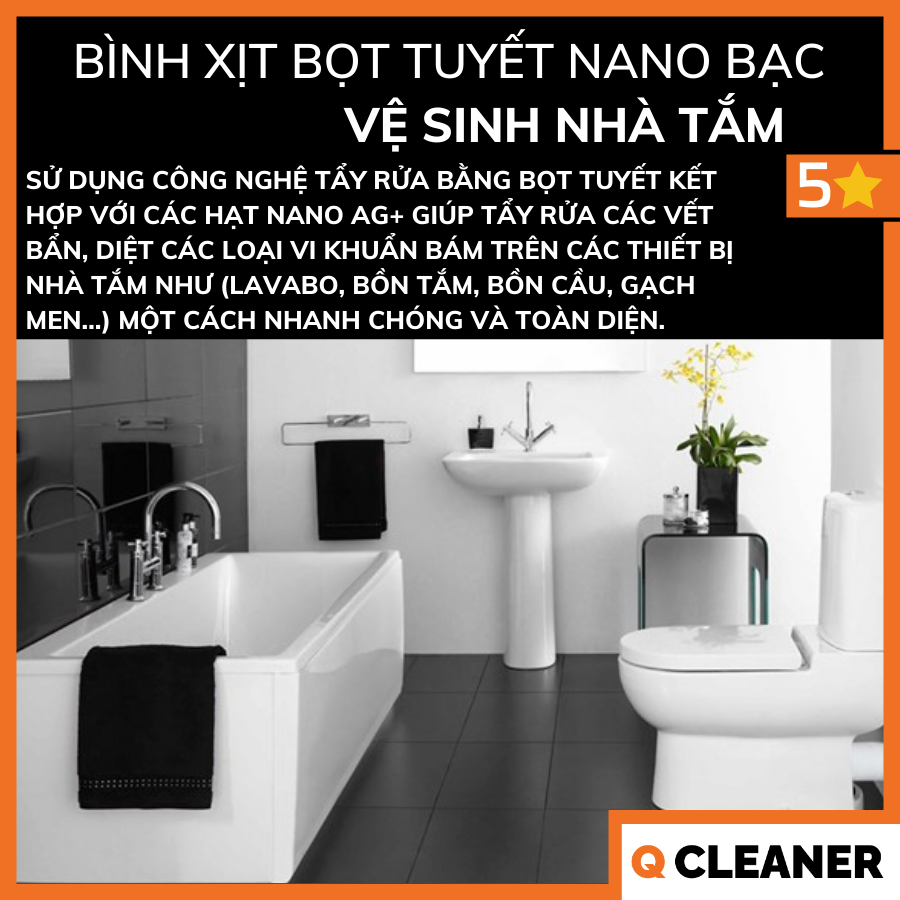 Bình xịt bọt tuyết vệ sinh nhà tắm 600ML Q Cleaner