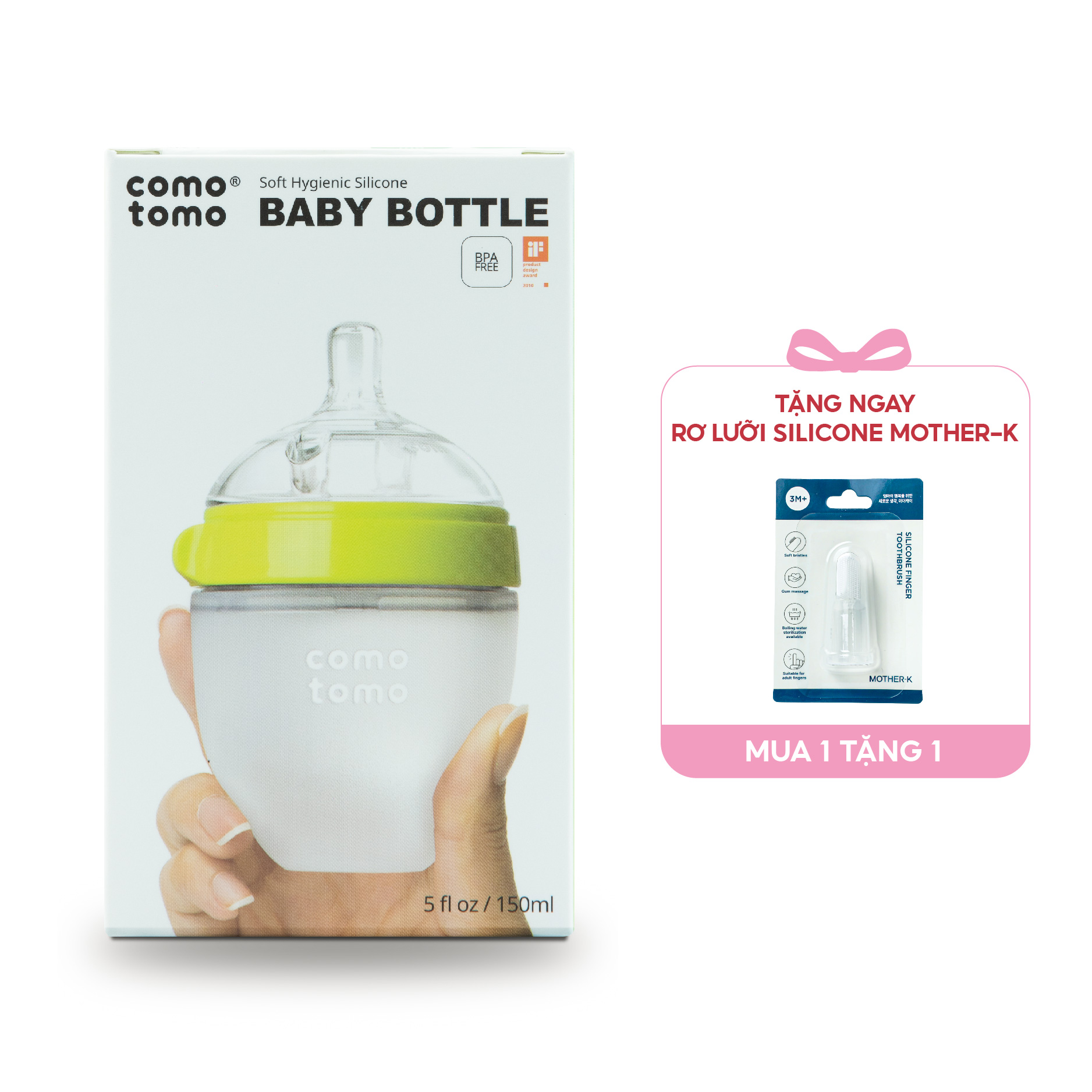 Bình sữa silicone Comotomo 150ml - Xanh