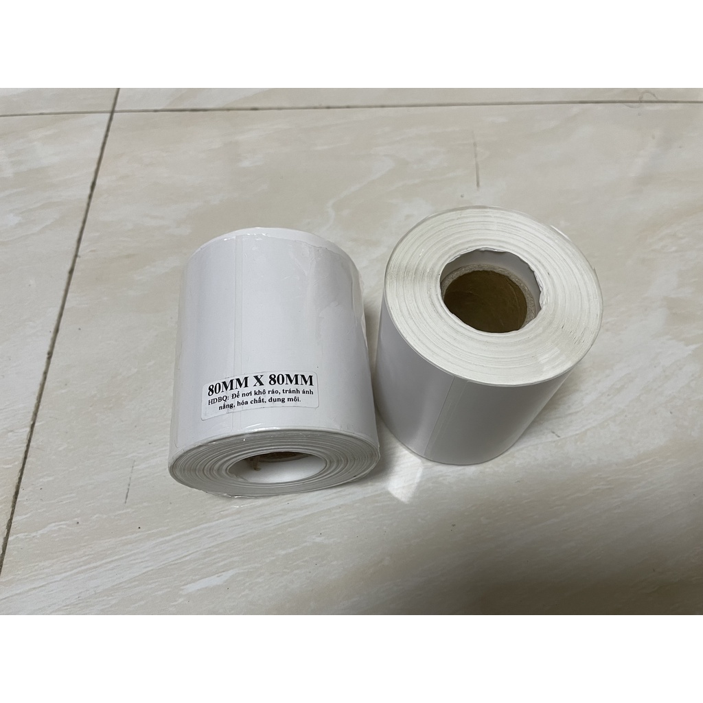 Decal nhiệt 80mm x 80mm , tem in giao hàng nhanh, giấy in decal nhiệt, tem in vận chuyển