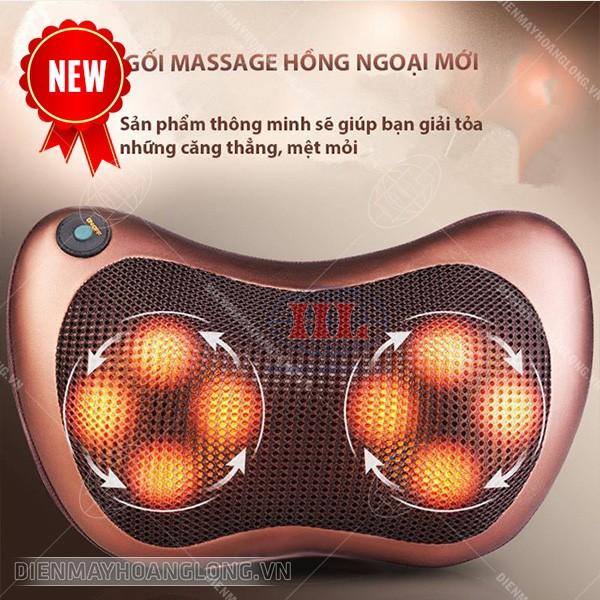 Gối massage hồng ngoại 8 bi massage xoay 2 chiều