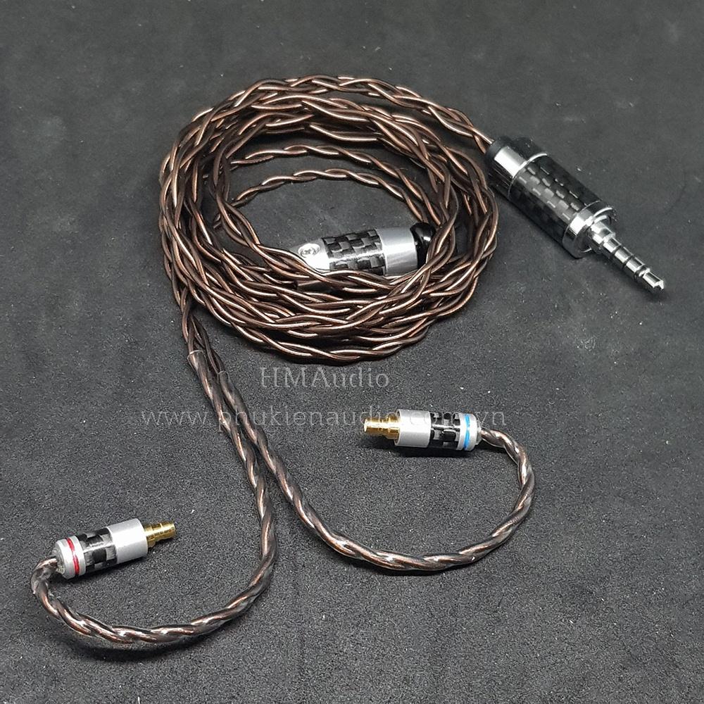 Dây tai nghe đồng 7N OCC Litz 24AWG đường kính dây đơn 1.2mm tết 4 sợi màu Coffee - Connetor IM01/02/03 IM50/70 A2DC IE80/80s IE40Pro IE100/500 IE300/900 2Pin MMCX