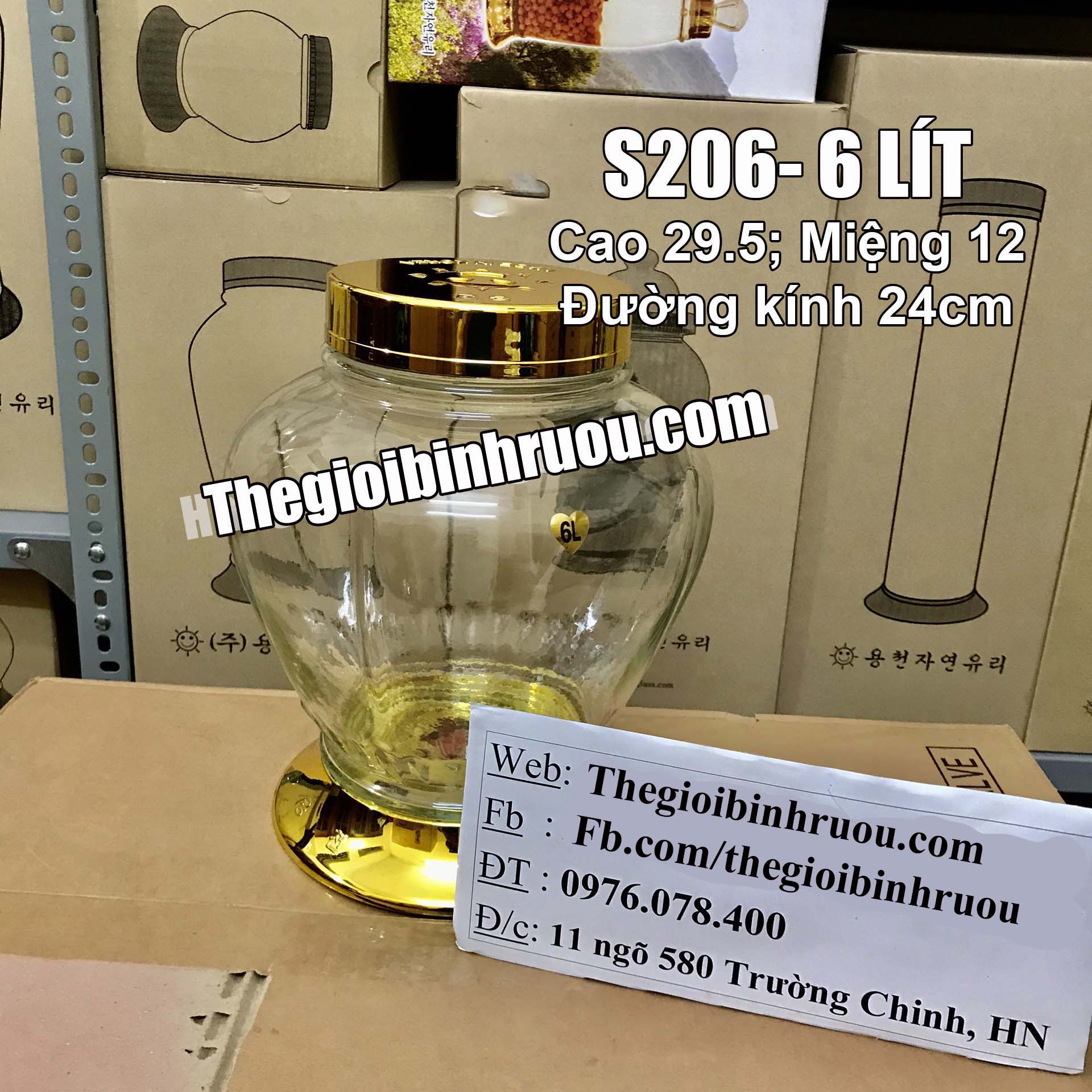 Bình Thủy Tinh Ngâm Rượu Hàn Quốc 6L - Bình Hình Chum