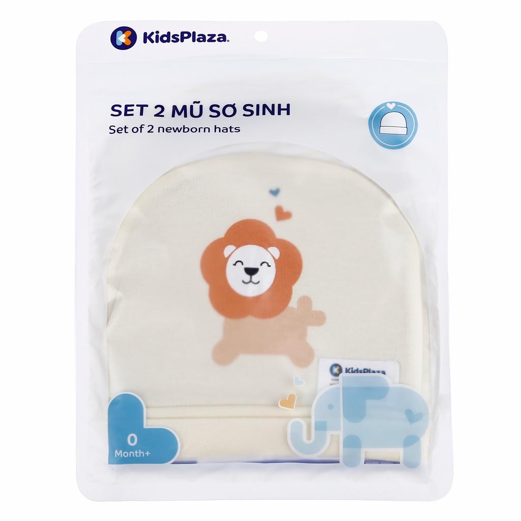 Set 2 mũ sơ sinh cotton Kids Plaza BA21 (Nhiều màu