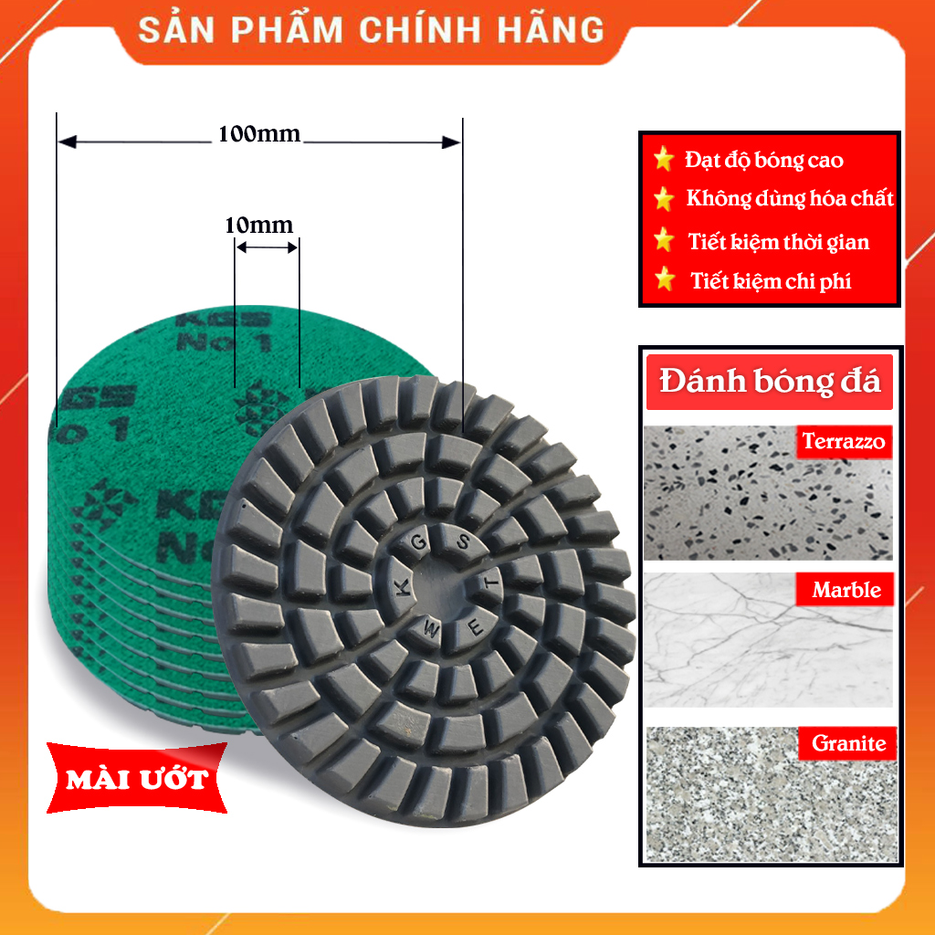 Đĩa mài, đánh bóng sàn đá Marble, Granite KGS Speedline ME2A, đạt bóng gương tự nhiên cao nhất, không sử dụng hóa chất