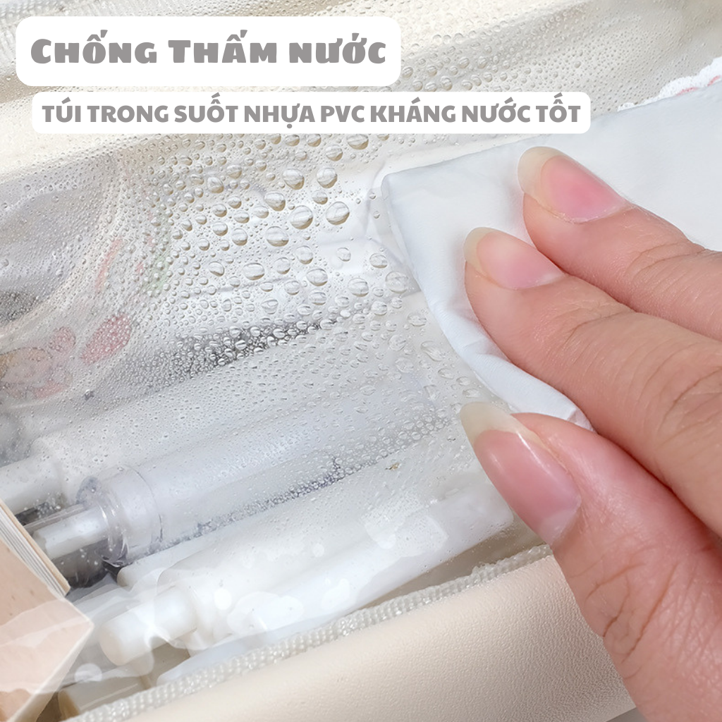 Hộp bút Túi Đựng Bút Trong Suốt Cỡ Lớn Chống Thấm Nước Phong Cách Hàn Quốc / Túi đựng đồ dùng cá nhân ,túi du lịch Tặng kèm sticker trang trí  - Hàng Chính Hãng