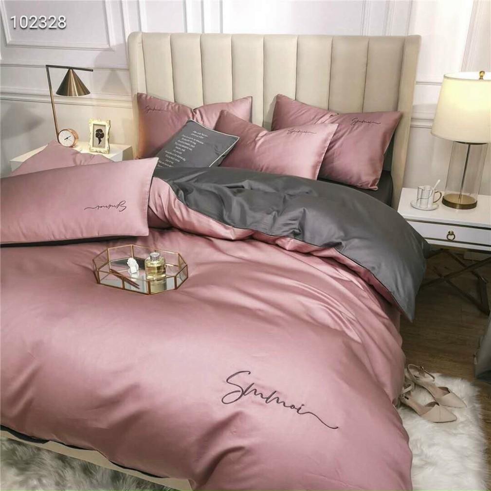 Set 5 Món Chăn Trần Bông Ga Gối Tencel 40s LAN PHAM BEDDING - Hồng Đậm