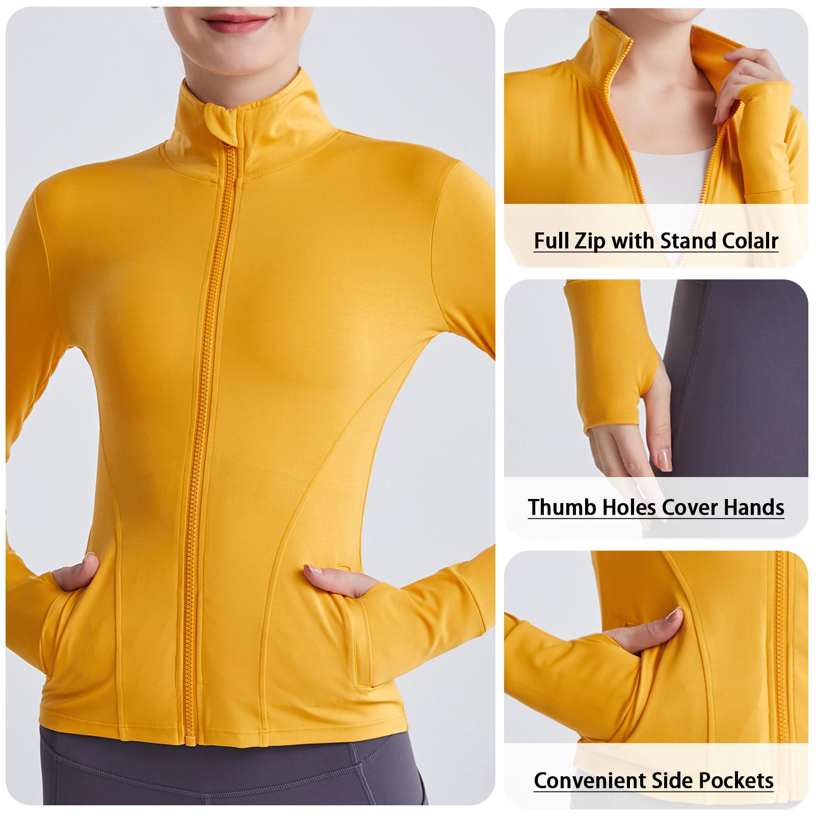 Áo khoác thể thao có dây kéo và xỏ ngón tay cái để tập thể dục, chạy bộ, yoga thoải mái