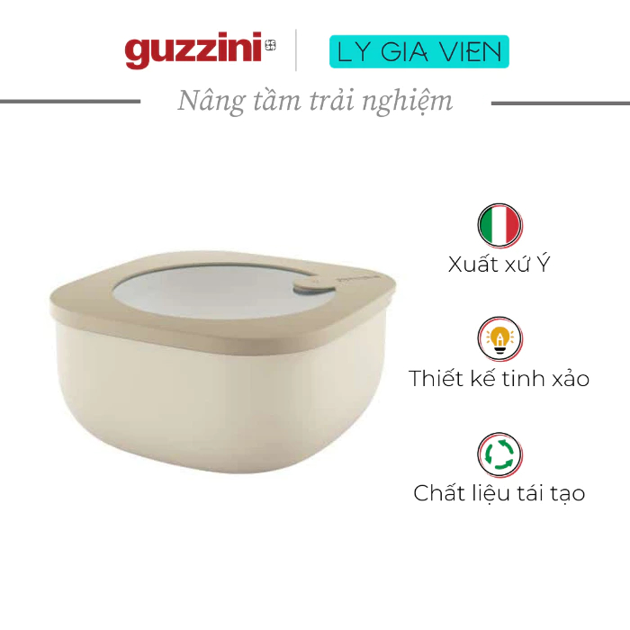 Hộp Đựng Thực Phẩm Cỡ Nhỏ Guzzini STORE&amp;MORE - Shallow Airtight Fridge/Freezer/Microwave Containers (S) 450CC - Hộp Kín Không Khí - Phù Hợp Cho Tủ Lạnh/Tủ Đông/Lò Vi Sóng