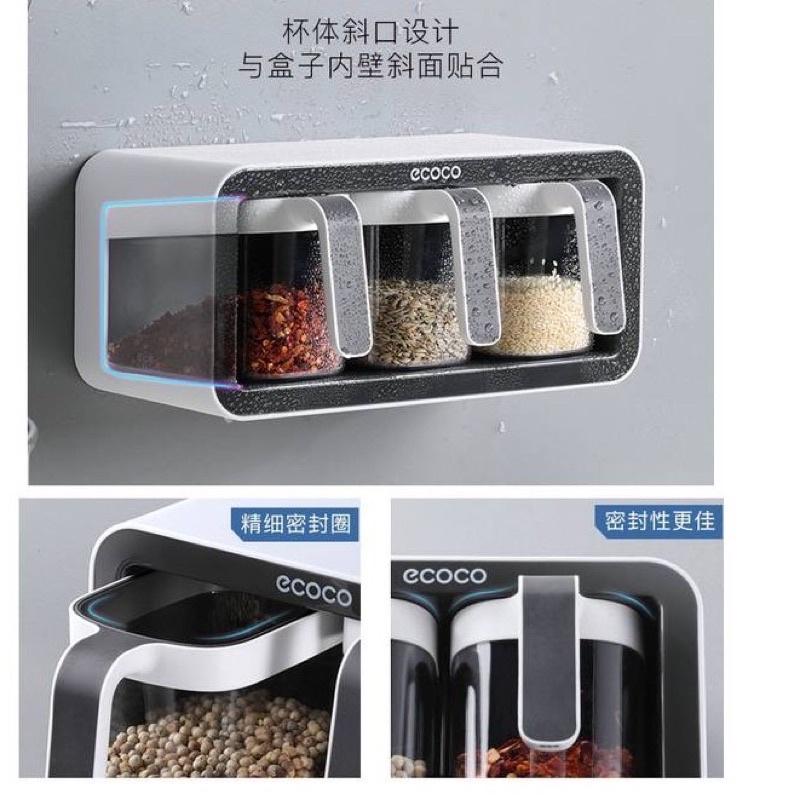 Kệ gia vị kèm thìa 2 ngăn và 3 ngăn cao cấp không khoan tường mẫu mới 2021