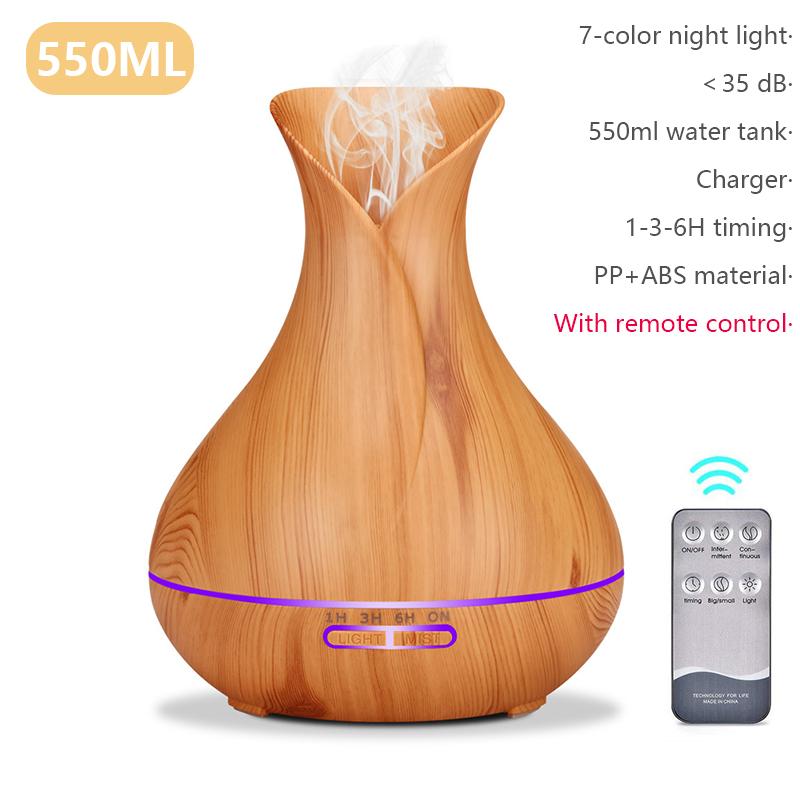 550ML Xông Tinh Dầu Khuếch Tán Nồi Cơm Điện Từ Máy Tạo Độ Ẩm Không Khí Có Đèn LED Nhà Phòng Siêu Âm Thanh Mát Sương Tinh Máy Khuếch Tán Tinh Dầu