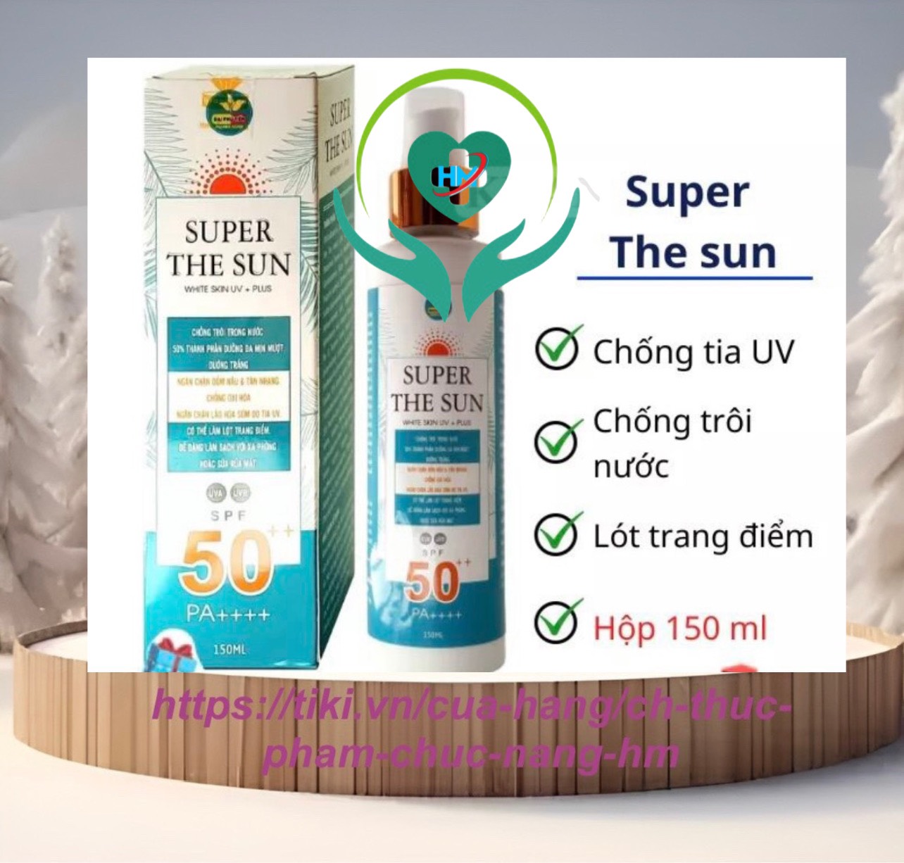 Kem chống nắng SUER THE SUN white skin UV + plus giúp chống nắng , chống trôi trong nước, dưỡng ẩm da – hộp 150ml
