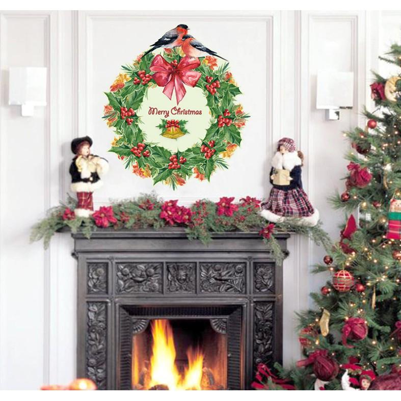 Decal trang trí noel vòng nguyệt quế 02