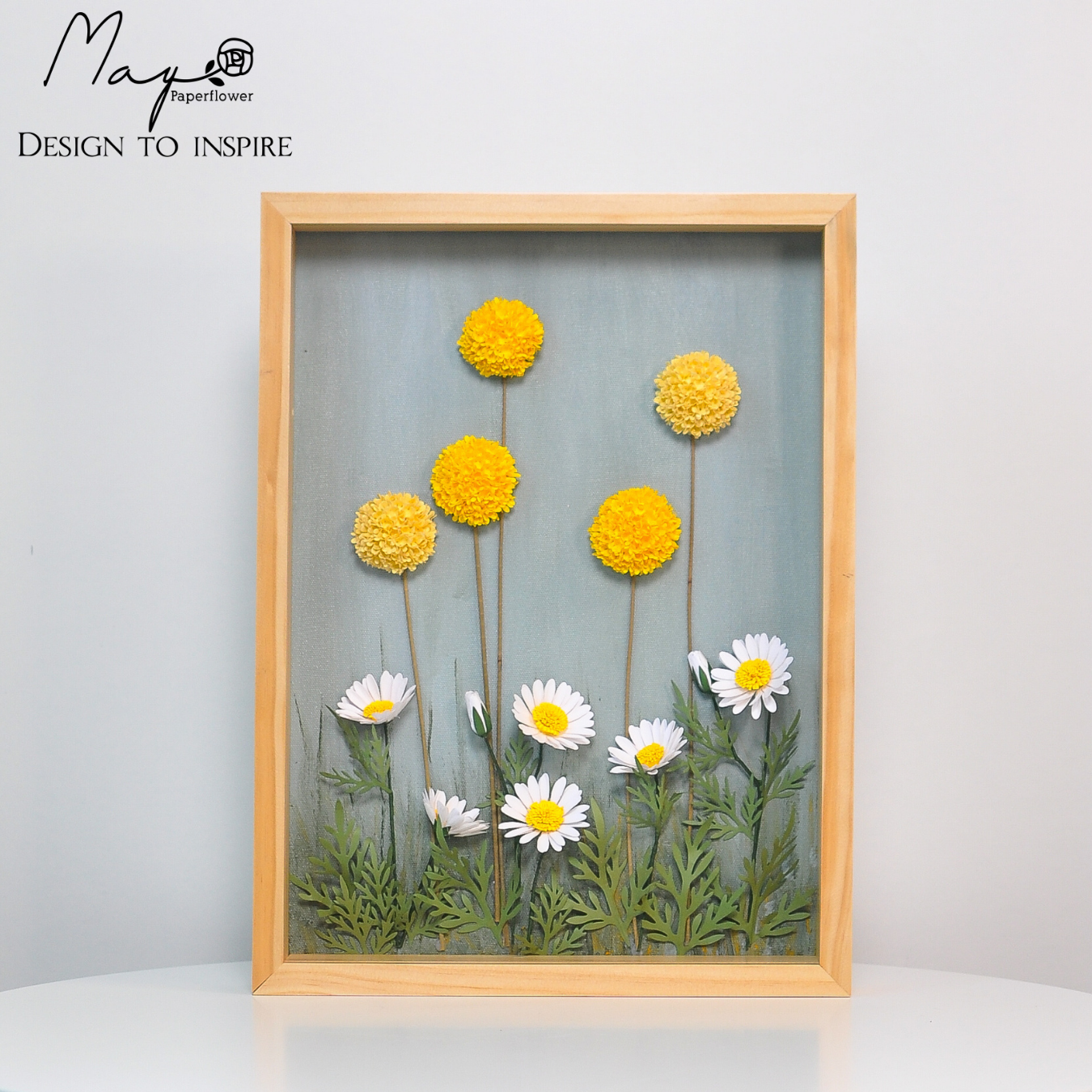 Tranh hoa giấy handmade trang trí cao cấp WILD Flower 30x40cm - Maypaperflower Hoa giấy nghệ thuật