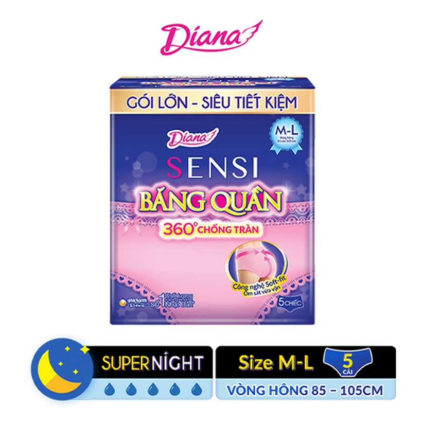 Băng vệ sinh Diana Sensi dạng quần size M-L gói 5 miếng