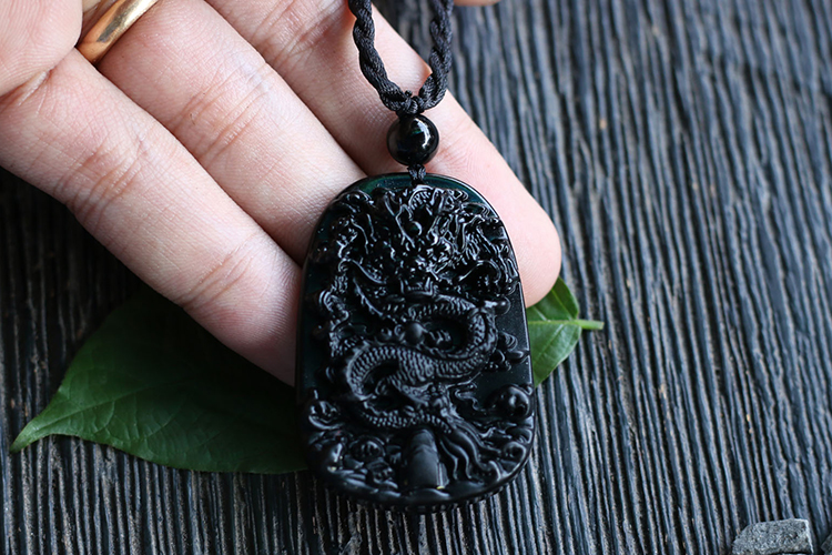 Mặt Rồng Đá Obsidian Ngọc Quý Gemstones GA186